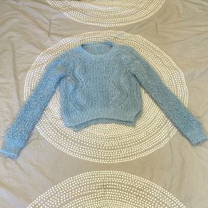 Distressed Blue Cropped Sweater